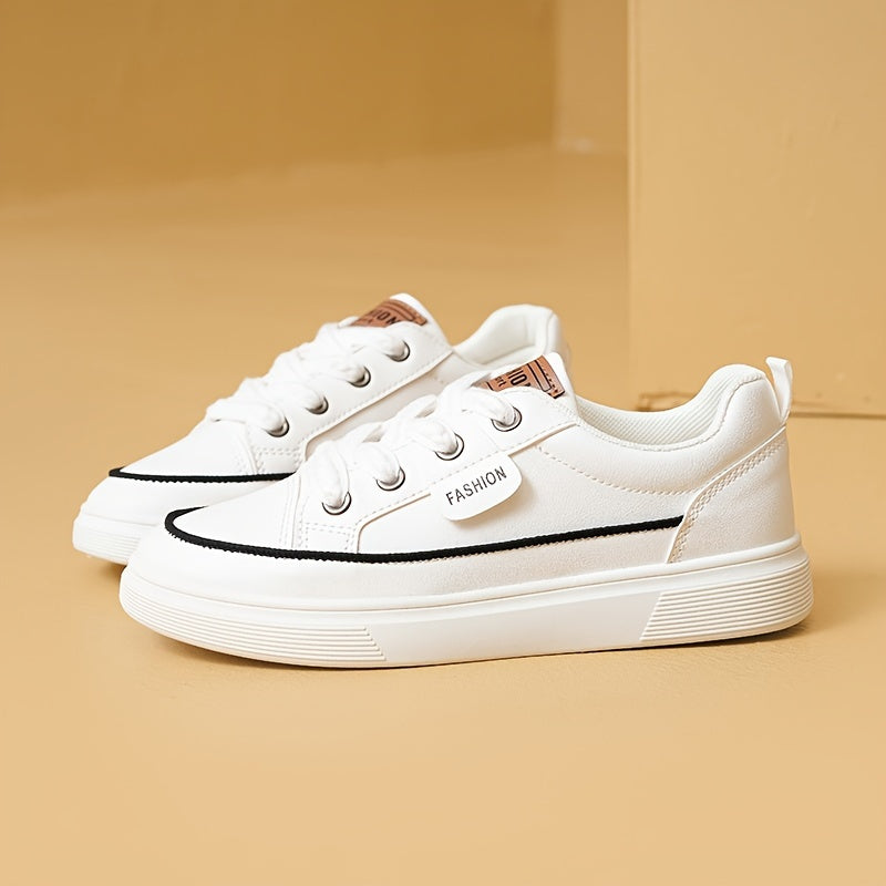 Women's Letter Pattern Lace-up Skate Shoes Soft Sole Athletic Sneakers