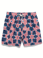 American Flag Men's Quick Dry Board Shorts With Pockets
