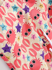 Toddler Boys Crab Graphic Thin Waist Shorts Swim Trunks
