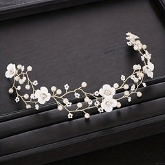 Flower Tiara Pearl Headband Wedding Hair Accessories Prom Headdress
