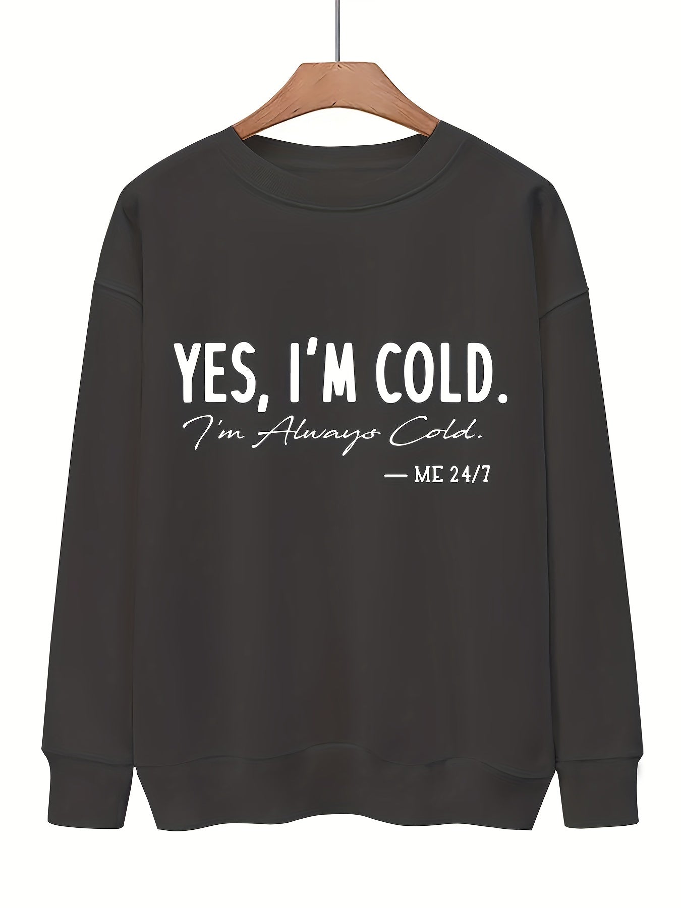 Slogan Print Pullover Sweatshirt Long Sleeve Fall Winter Women's Clothing