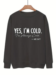 Slogan Print Pullover Sweatshirt Long Sleeve Fall Winter Women's Clothing