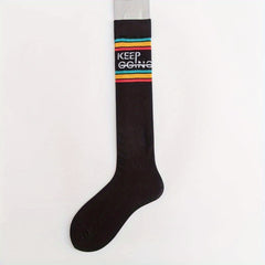 2 Pairs Letter Trim Calf Socks Sports Knee High Socks Women's Stockings