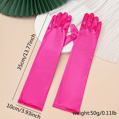 Satin Gloves for Women - Mid Length Elastic Party Prom Gloves