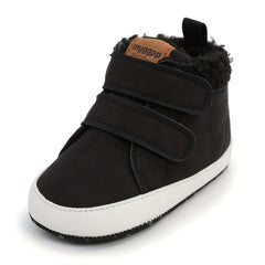 Cozy Hook and Loop Baby Boys Boots - Soft & Warm Fleece Lined Winter Shoes