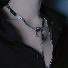 Gothic Punk Handcuffs Collarbone Chain Necklace