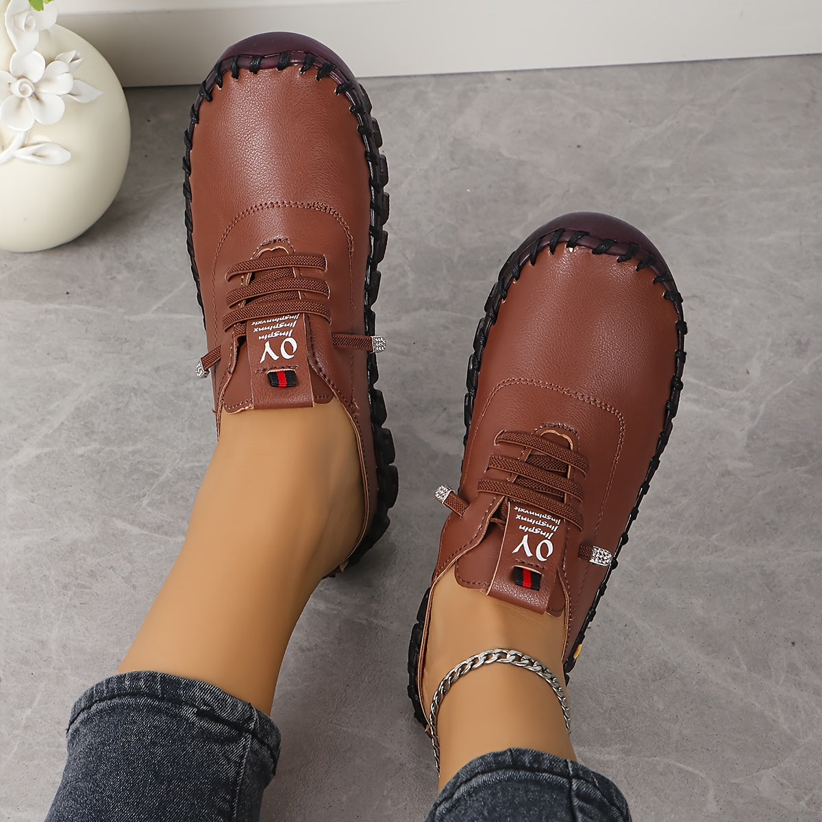 Women's Lace up Comfort Mules Sneakers Lightweight Slip on Flat Walking Shoes