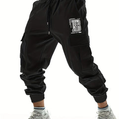 Men's Drawstring Cargo Pants with Stretch Pockets for Spring