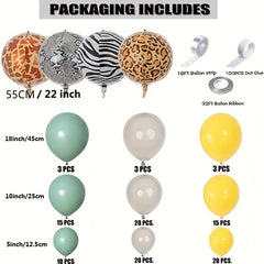116pcs Jungle Animal Theme Party Balloons - Green Yellow Leopard Print Balloons