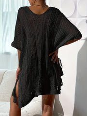 Boho Style Eyelet Hollow Knit Beach Cover Up Dress