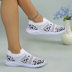 Women's Mesh Panel Slip On Sneakers Low Round Toe Light Shoes