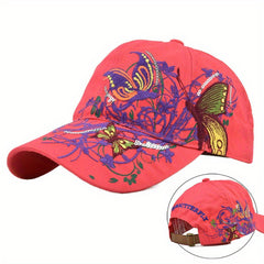 Sequin Embroidered Baseball Cap Butterfly Peaked Cap Lip Print Hat Sun Hat