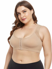 Front Closure Wireless Sports Bra Adjustable Strap Seamless Elastic Yoga Fitness