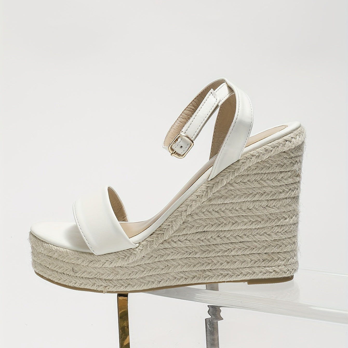 Wedge Heeled Sandals Buckle Strap Platform Espadrille Shoes
