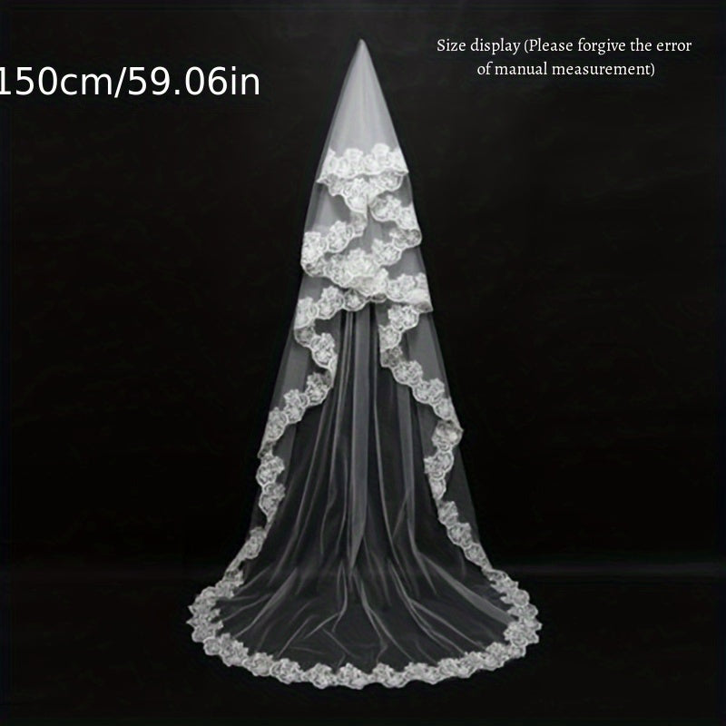 Bridal Lace Veil Floral Single Layer Headcloth Wedding