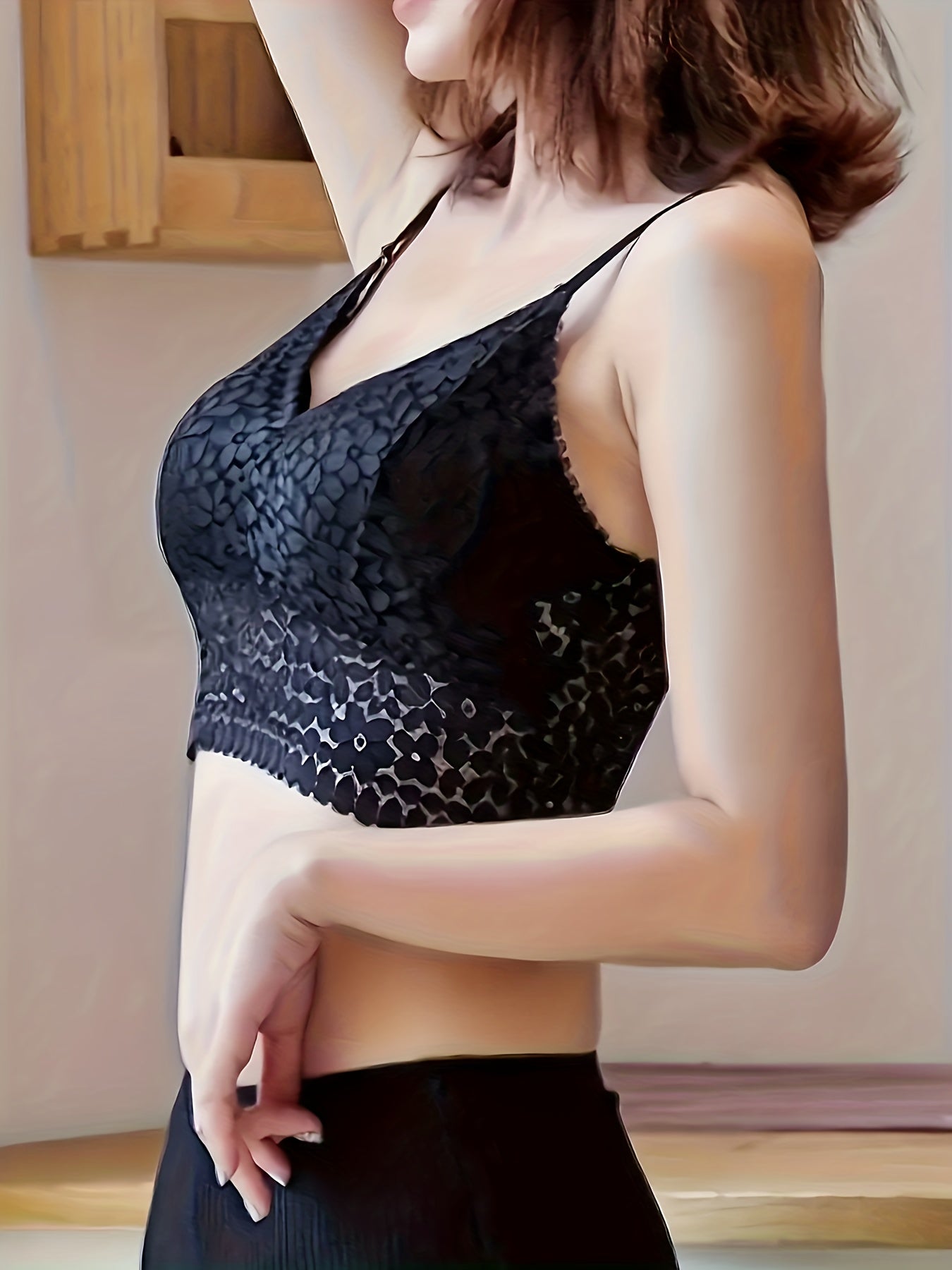 2pcs Lace Wireless Bras Comfy & Breathable Double Straps Women's Lingerie