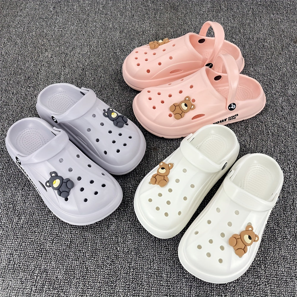 Women's Teddy Bear Platform Clogs Hollow Out Non Slip Slide Shoes