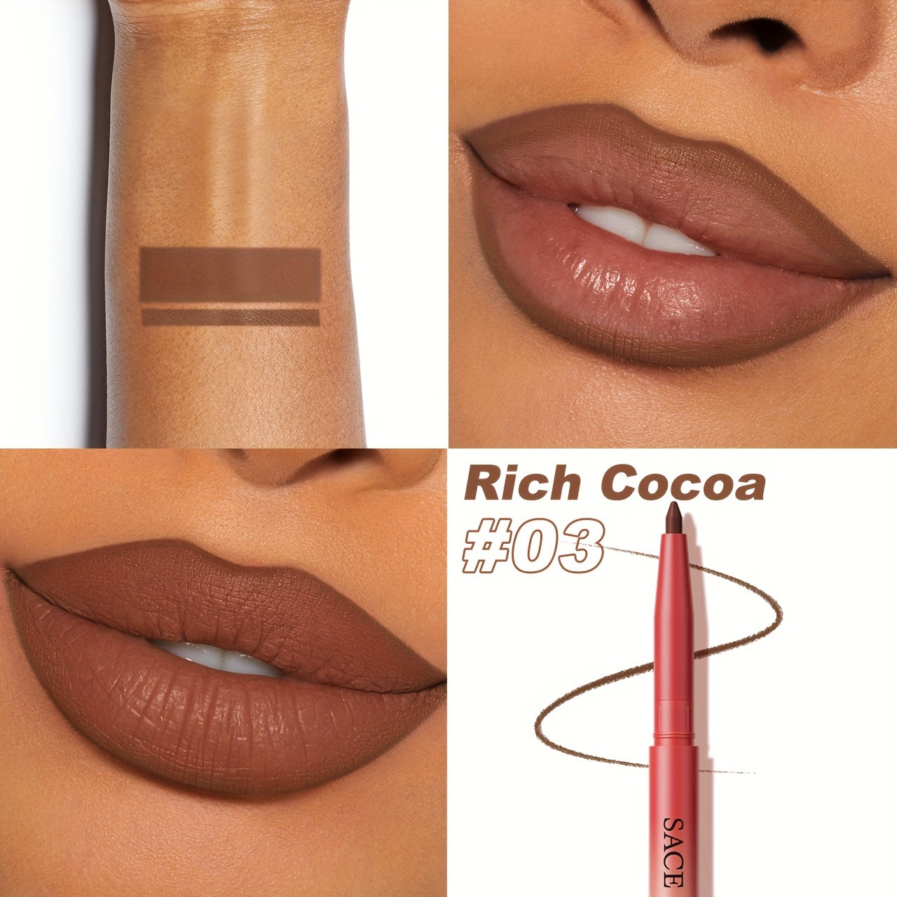 SACE LADY Velvet Mousse Lip Liner & Brush - Highly Pigmented Lip Makeup