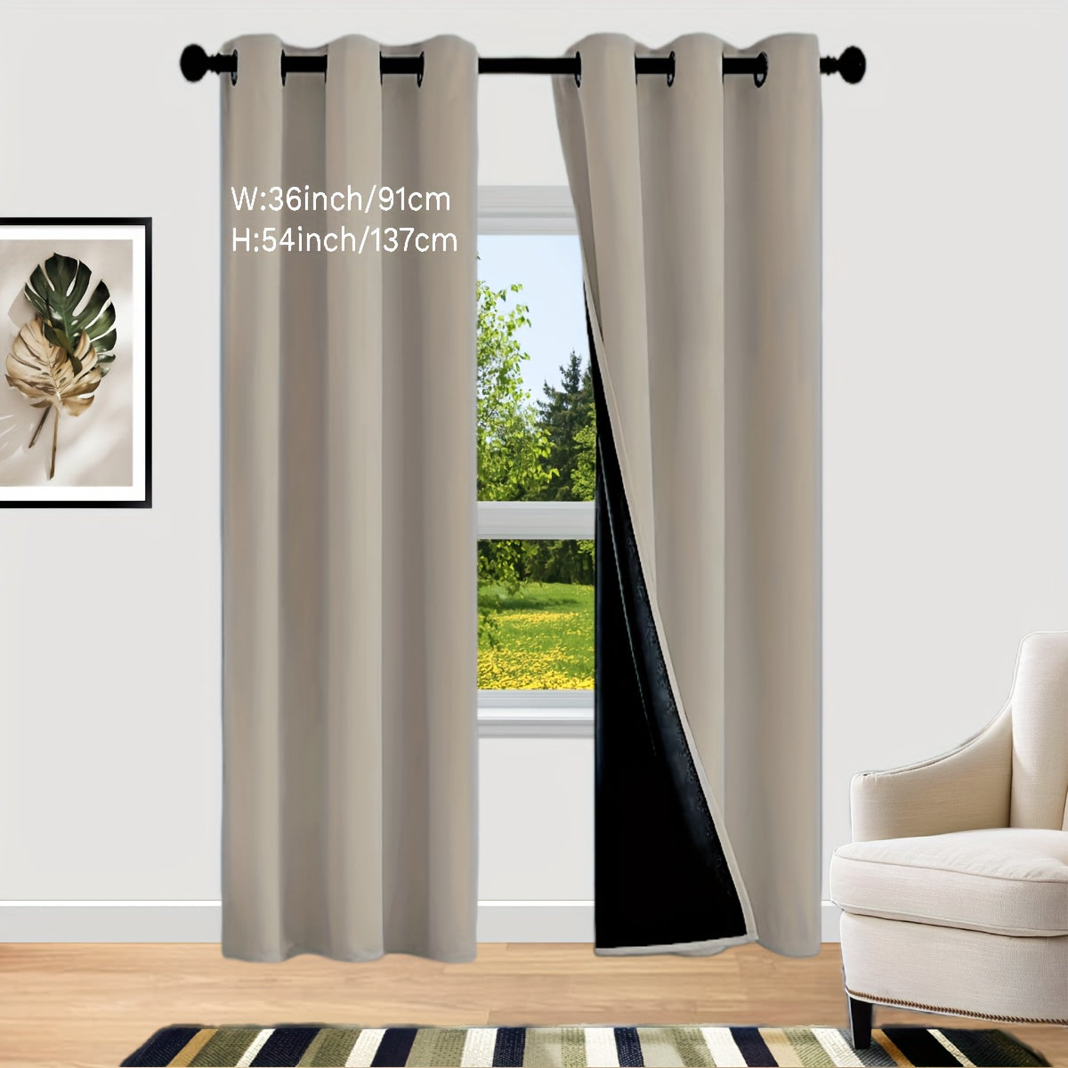 2 Panels Blackout Curtains with Thermal Insulation Grommet Top