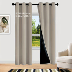 2 Panels Blackout Curtains with Thermal Insulation Grommet Top