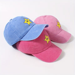 Cartoon Star Print Baseball Cap Distressed Dad Hats Lightweight Sun Hats