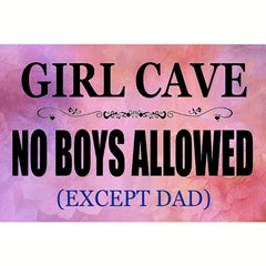 Funny Girl Cave Sign Wall Decor Bar Daughter Pink No Boys Allowed Bedroom Door