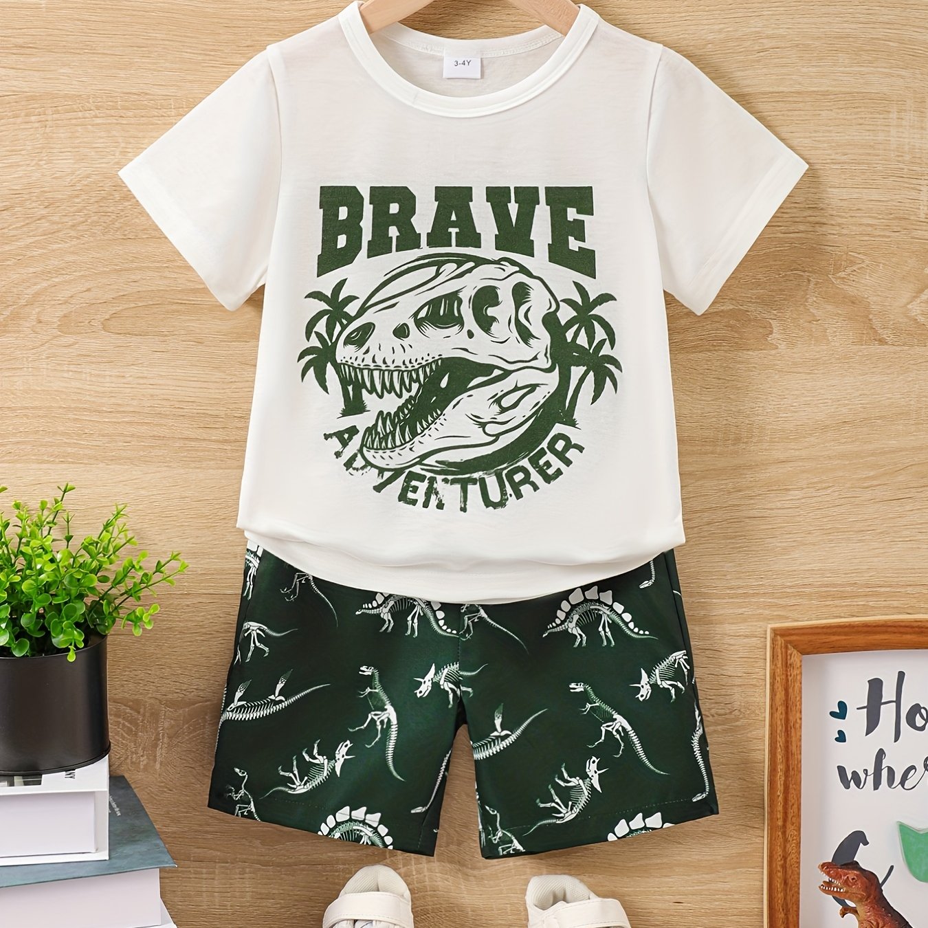 2pcs Toddler Boys Dinosaur T-Shirts & Shorts Set Summer Clothes