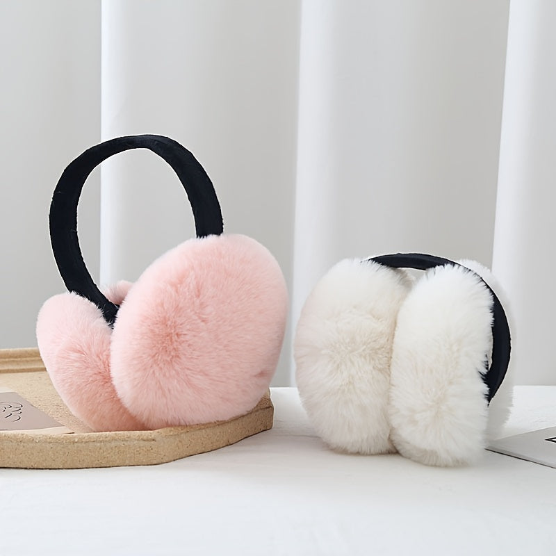 Men's/Women's Rabbit Hair Earmuffs, Foldable, Warm & Thick