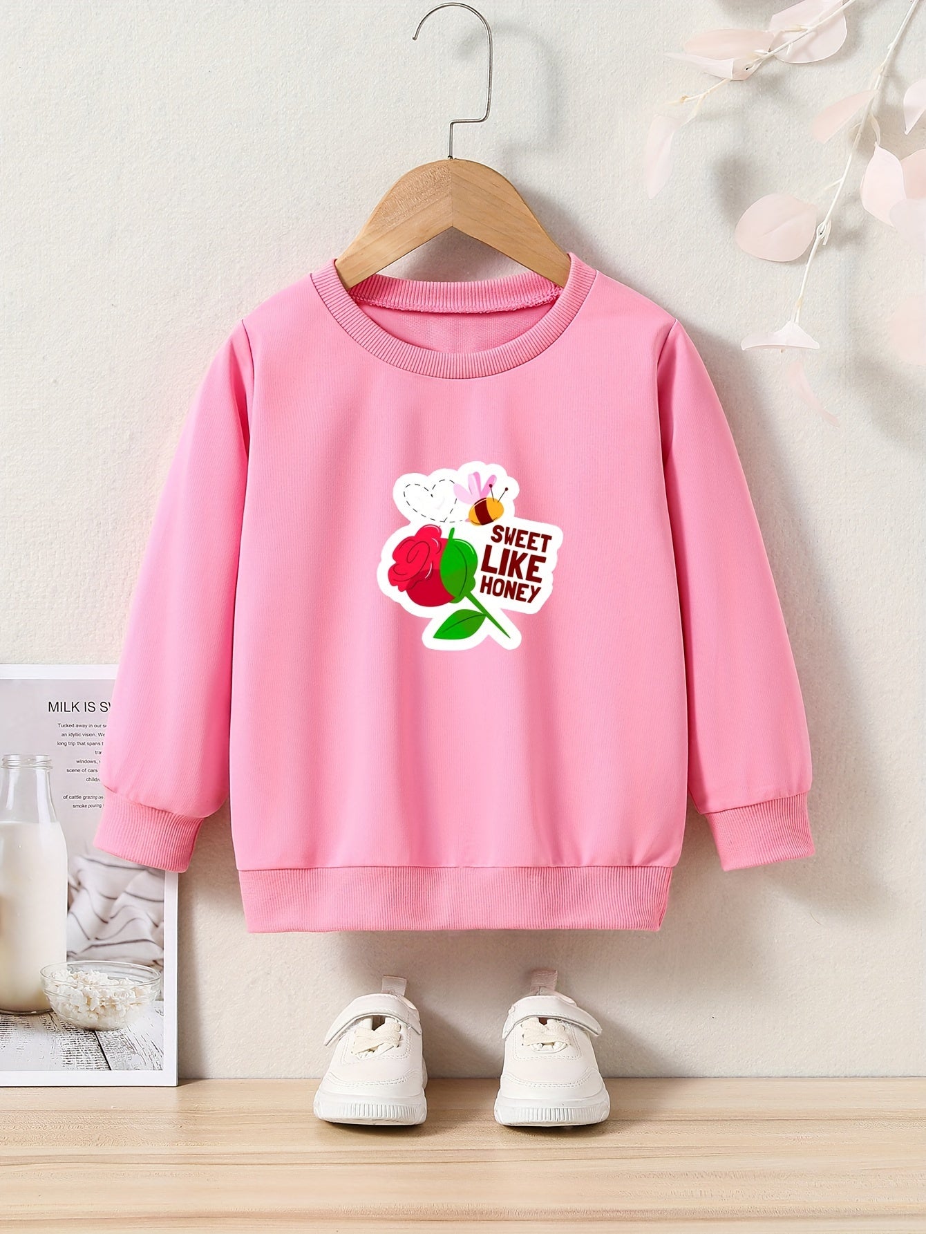 OERYUI Kids Sweet Like Honey Print Sweatshirt - Comfy Pullover