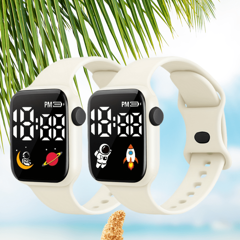 2pcs Square Electronic Watch Set for Students Lightweight Durable Case