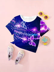 Dreamy Butterfly Graphic Short Sleeve T shirt Girls boys Breathable Pullover Top