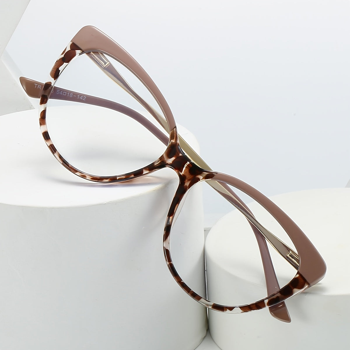 Leopard Cat Eye Retro Glasses with Metal Temple