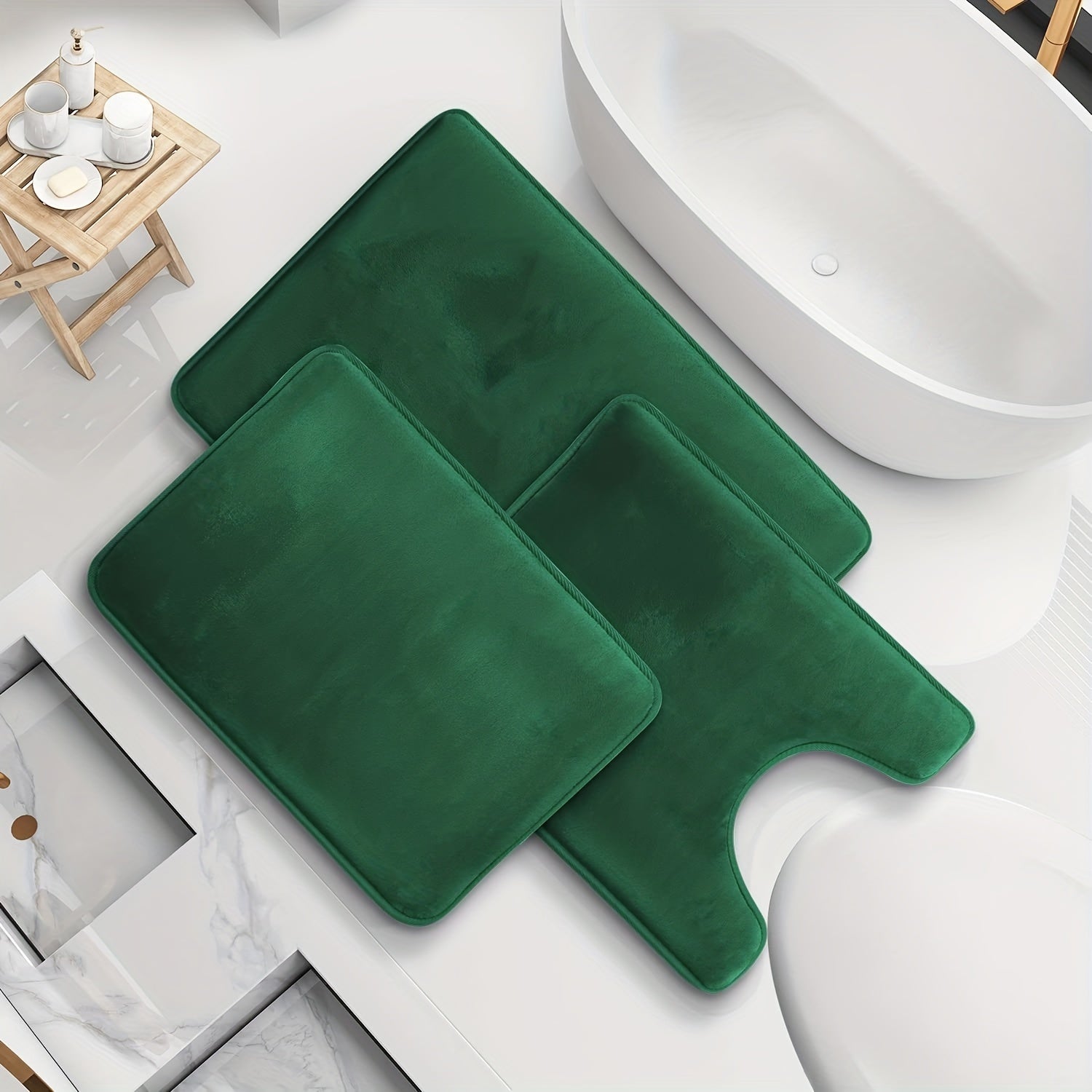 3pcs Memory Foam Bath Rug Set Plush Bath Mats Non Slip