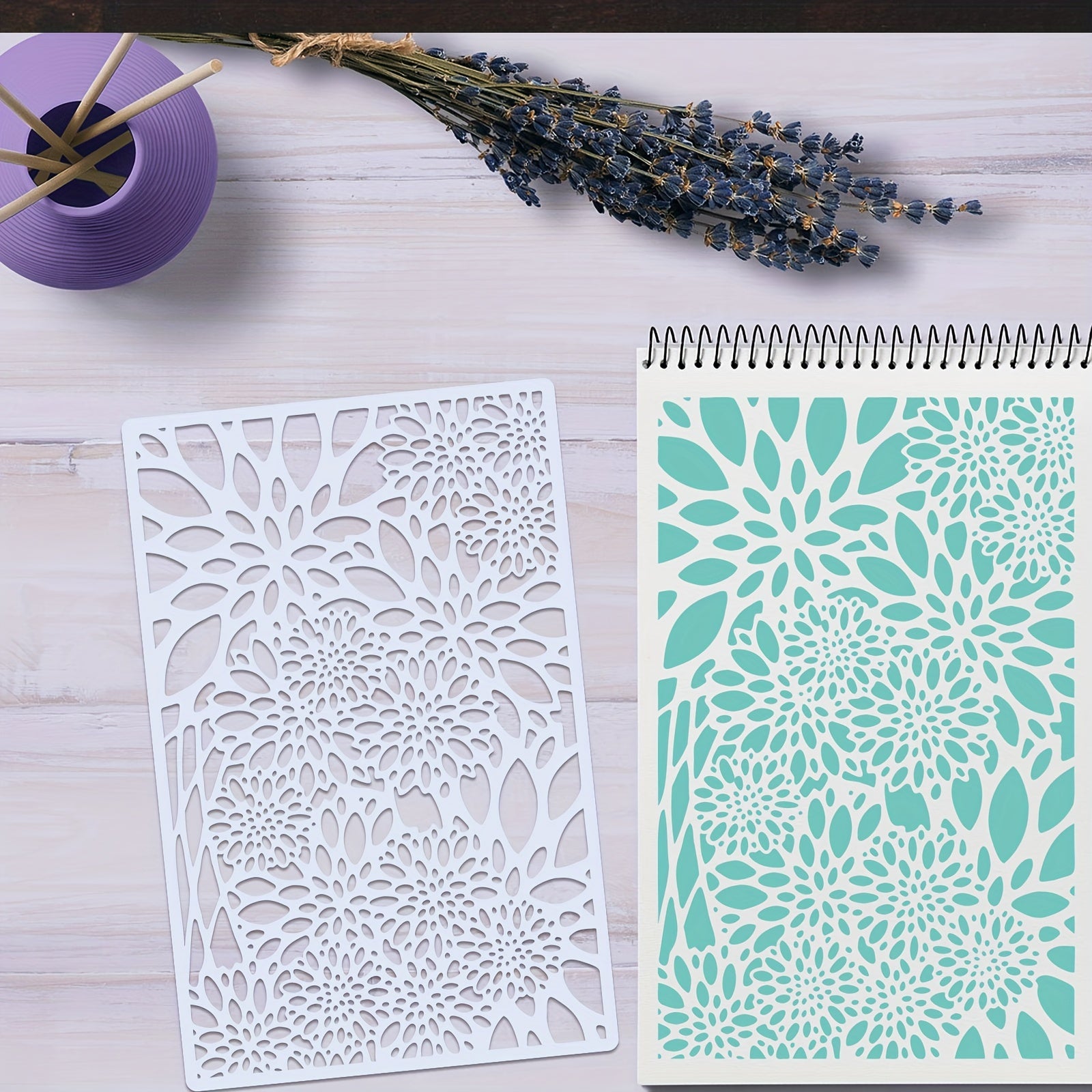 8pcs Textured Art Painting Stencils Reusable Plastic Stencils