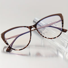 Men's Cat Eye Shape Light Blocking Flat Mirror Glasses