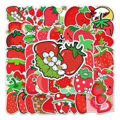 50pcs Strawberry Waterproof Stickers Water Bottles Laptop Luggage