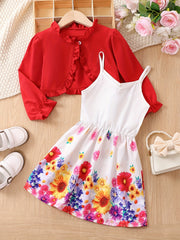 Girls Boho Floral Sleeveless Cami Dress for Summer