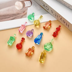 60pcs Mini Glass Bottles Mixed Colors for Dollhouse DIY Jewelry Making