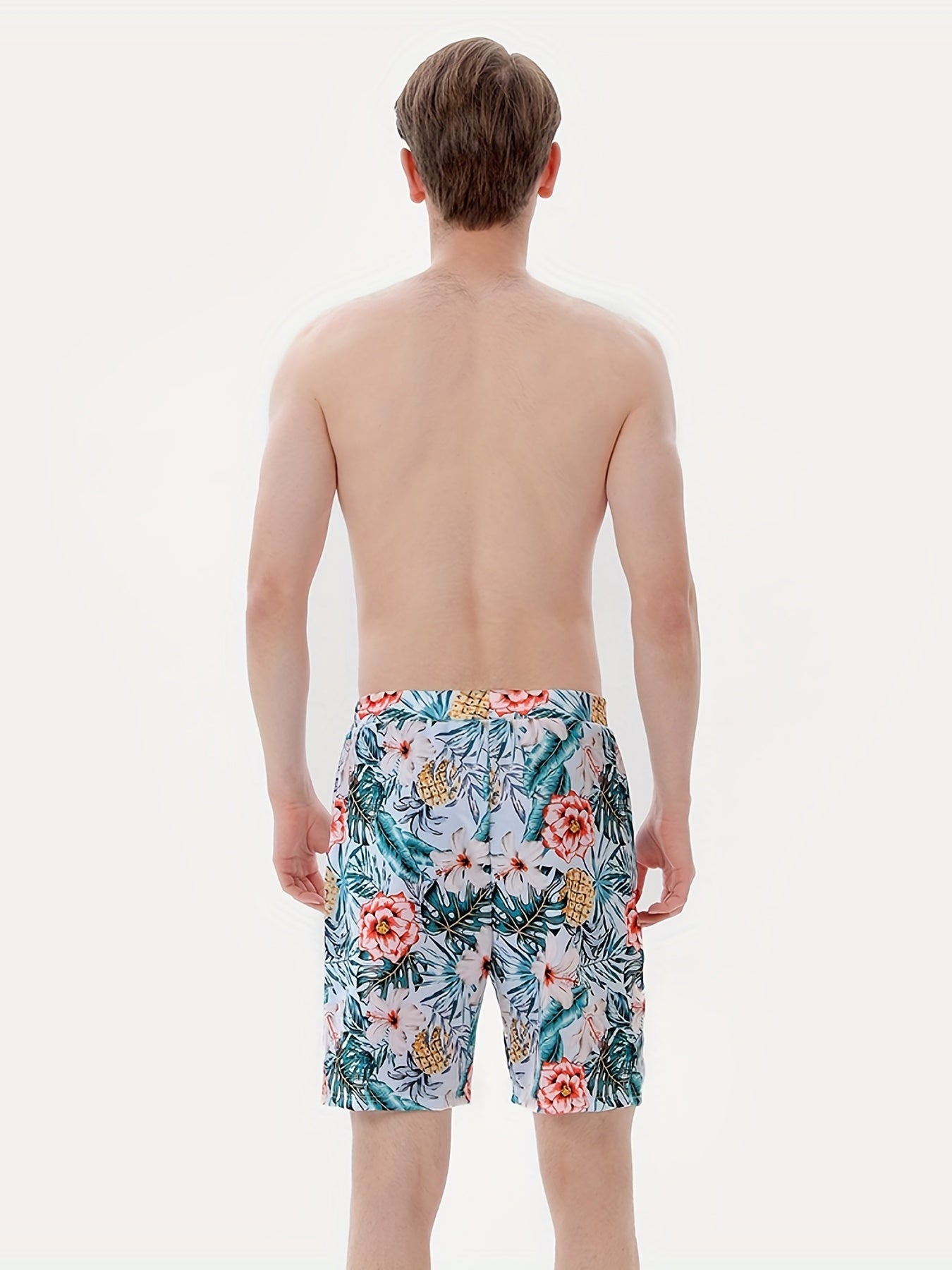 Men's Quick Dry Swim Trunks Tropical Floral Fruit Pattern