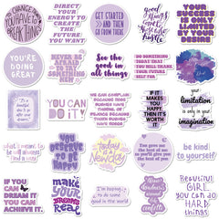 50pcs Purple Motivational Stickers Waterproof & Reusable Inspirational Phrases