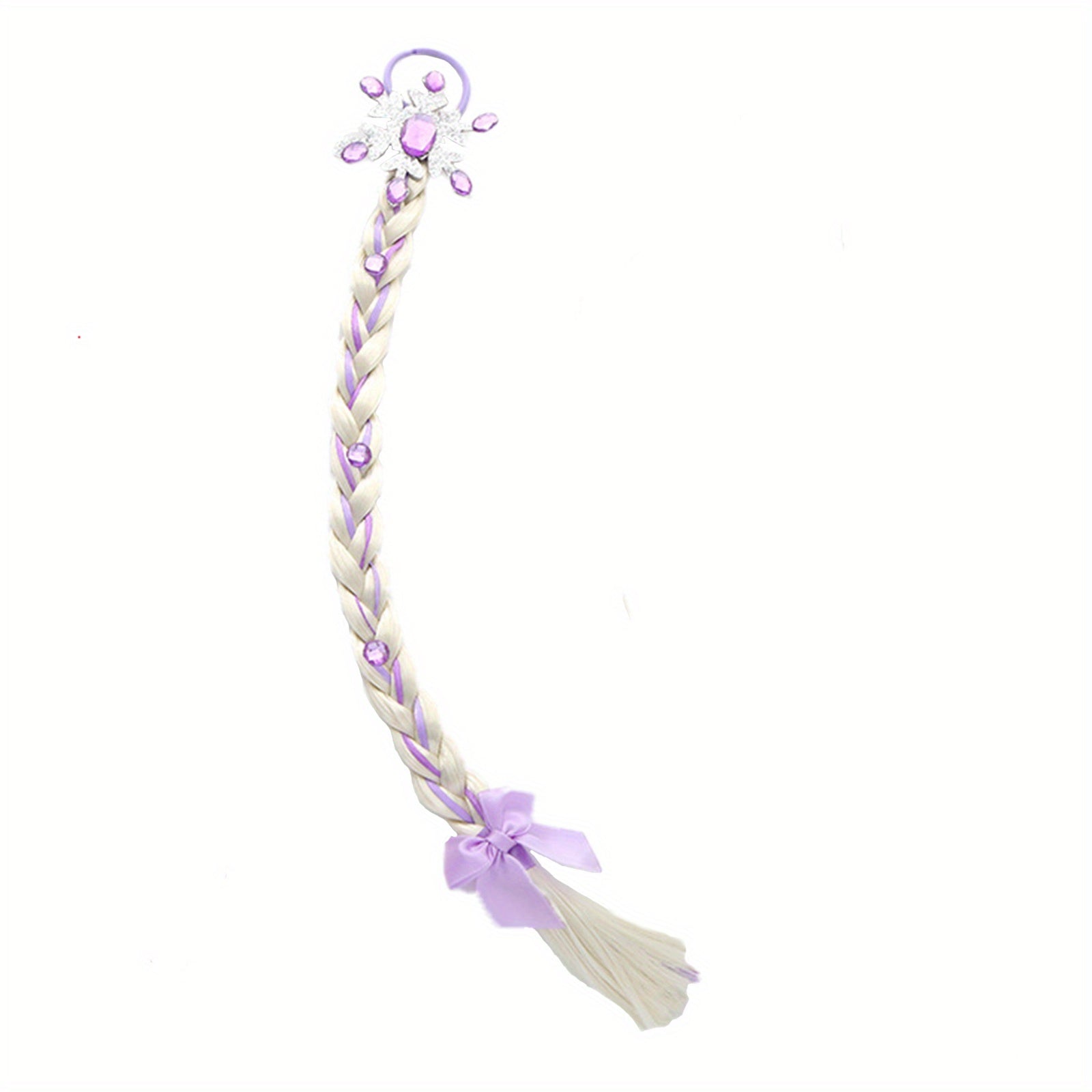Snowflake Braid Hair Wigs with Hair Tie for Girls Princess