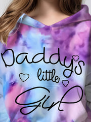 Tie Dye Pattern DADDY'S LITTLE GIRL Hoodies Girls Comfy Hooded Pullover