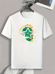 Star Pattern Print Men's T-shirt for Fitness Activities