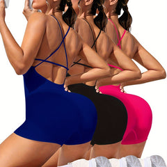 Women's Solid Yoga Jumpsuits Workout Sport Activewear