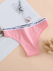 6pcs Letter Tape Thongs Women's Underwear Pack