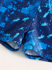 Boy's Sport Print Swimsuit Set - T Shirt & Shorts - Beach Vacation