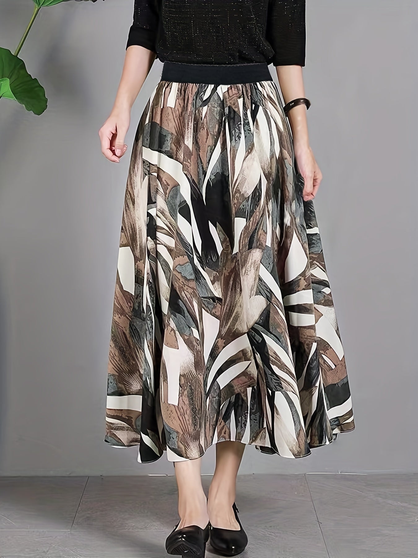 Floral Print Elastic Waist Skirt for Women