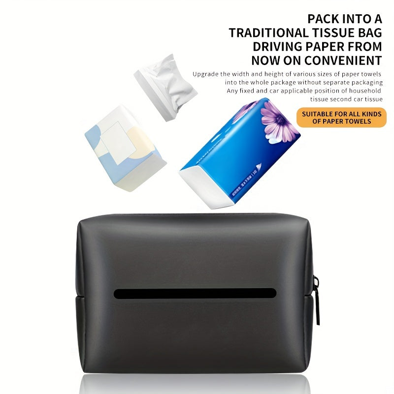 Car Armrest Box Tissue Holder Sun Visor Back Seat PU Leather Mask Holder