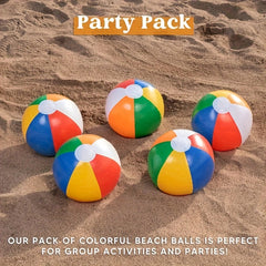 3pc Large 10" Inflatable Beach Balls Heavy Duty Pool Toys Classic Rainbow C