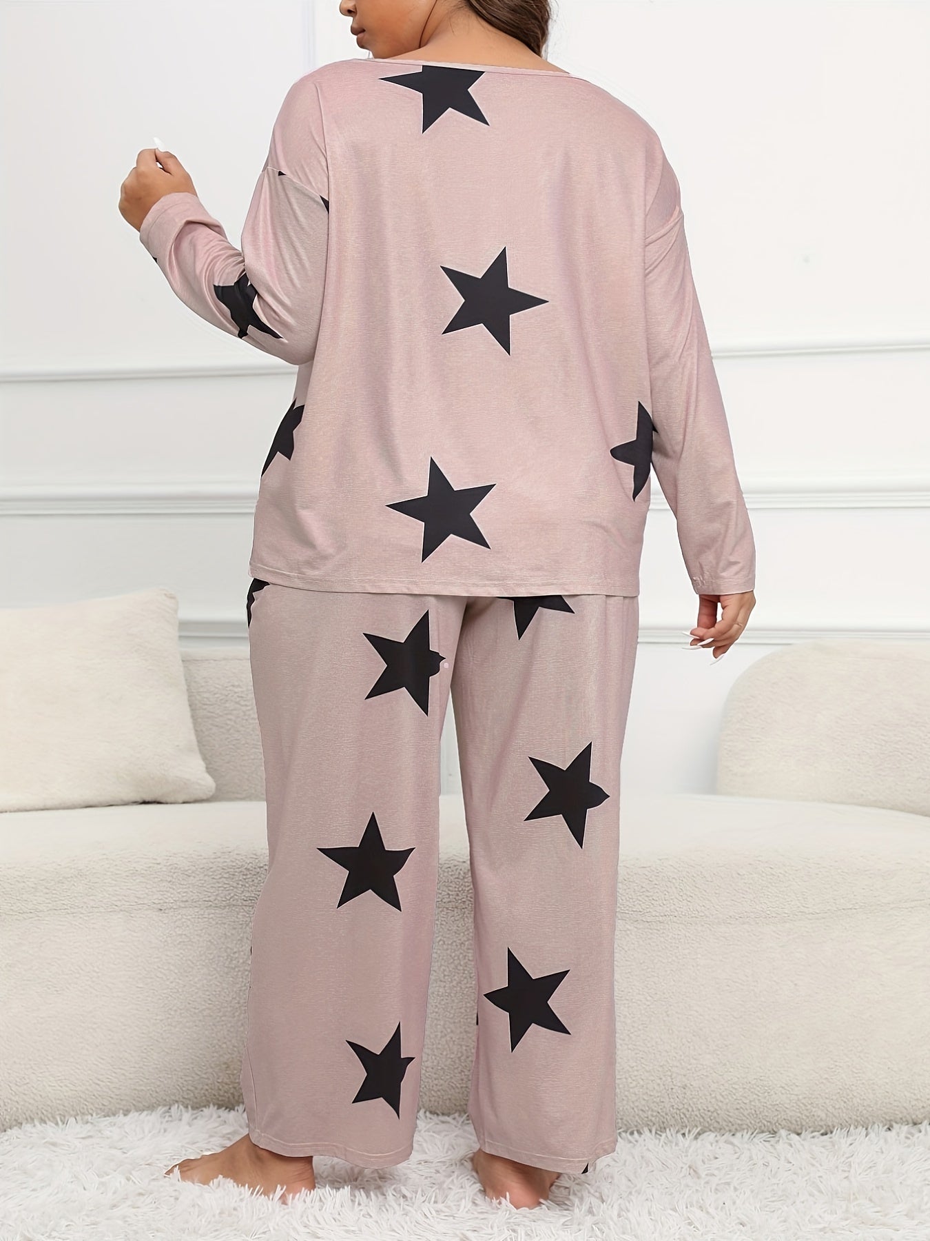 Women's Plus Star Print Top & Pants Set